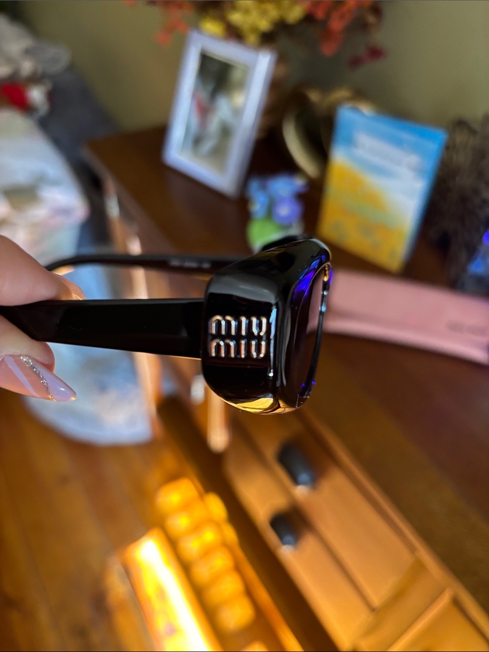 New Miu Miu Black Oval Logo Sunglasses with Gradient Lenses - Picture 7 of 12